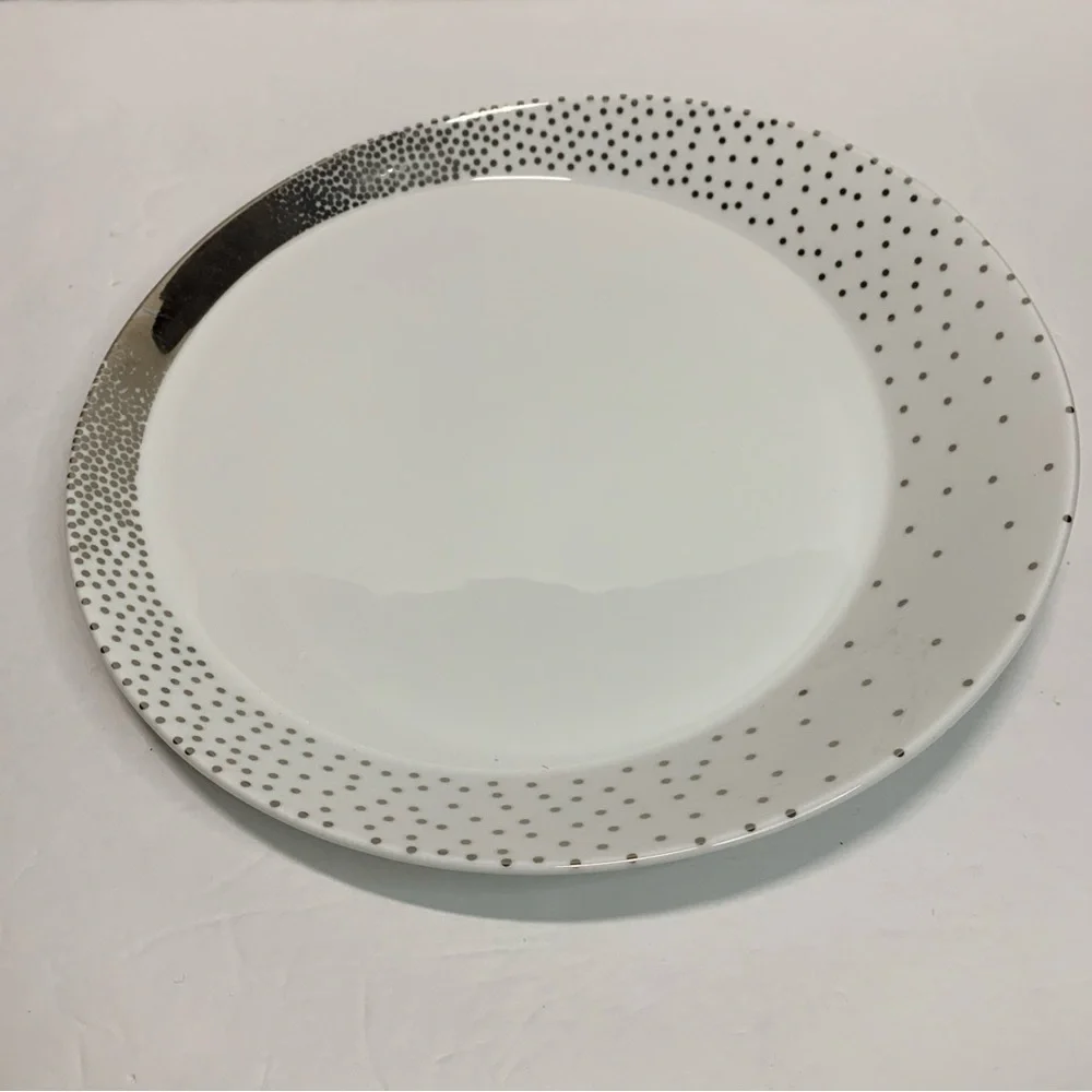 Nambe Platinum Bone China Tilt Dazzle Dinner Plate Dishwasher Safe New